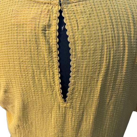 Anthropologie Bhanuni by Jyoti Mustard Yellow Embellished Peplum Top Size small - Picture 7 of 12